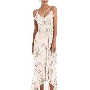 Ruffle-Trimmed V-Neck High Low Wrap Dress...TH040...Blush Garden...Size 12..NWT